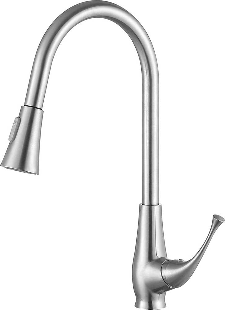 Anzzi Meadow Single-Handle Pull-Out Sprayer Kitchen Faucet in Brushed Nickel KF-AZ217BN