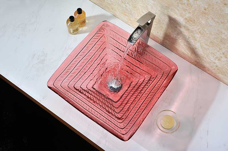 Anzzi Nono Series Deco-Glass Vessel Sink in Lustrous Translucent Red LS-AZ8110 2
