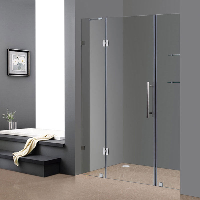 Aston Completely Frameless Hinged Shower Door with Glass Shelves 2