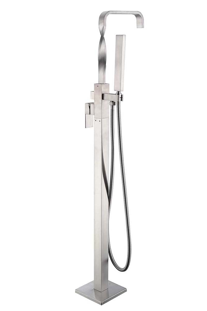 Anzzi Yosemite 2-Handle Claw Foot Tub Faucet with Hand Shower in Brushed Nickel FS-AZ0050BN 19