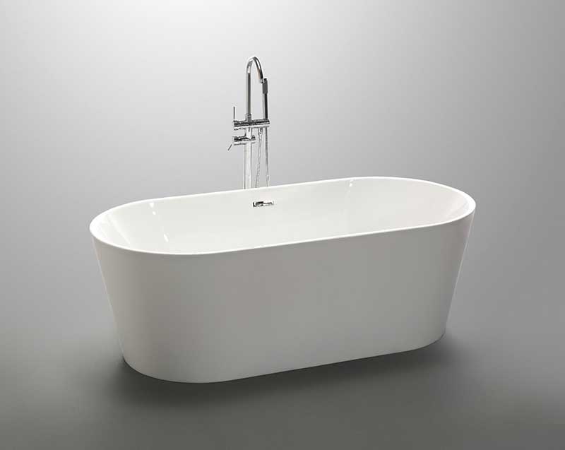 Anzzi Chand Series 5.58 ft. Freestanding Bathtub in White FT-AZ098 5