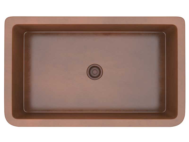 Anzzi Wand Farmhouse Handmade Copper 36 in. 0-Hole Single Bowl Kitchen Sink with Flower Design Panel in Polished Antique Copper K-AZ256 5