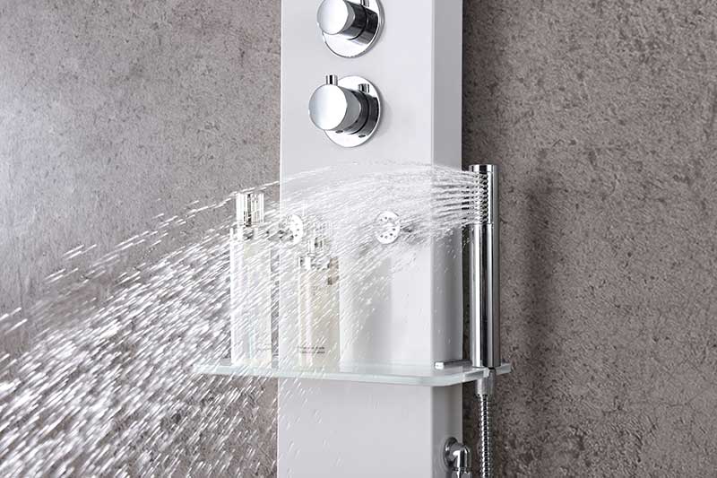 Anzzi Donna 60 in. 6-Jetted Full Body Shower Panel with Heavy Rain Shower and Spray Wand in White SP-AZ028 12