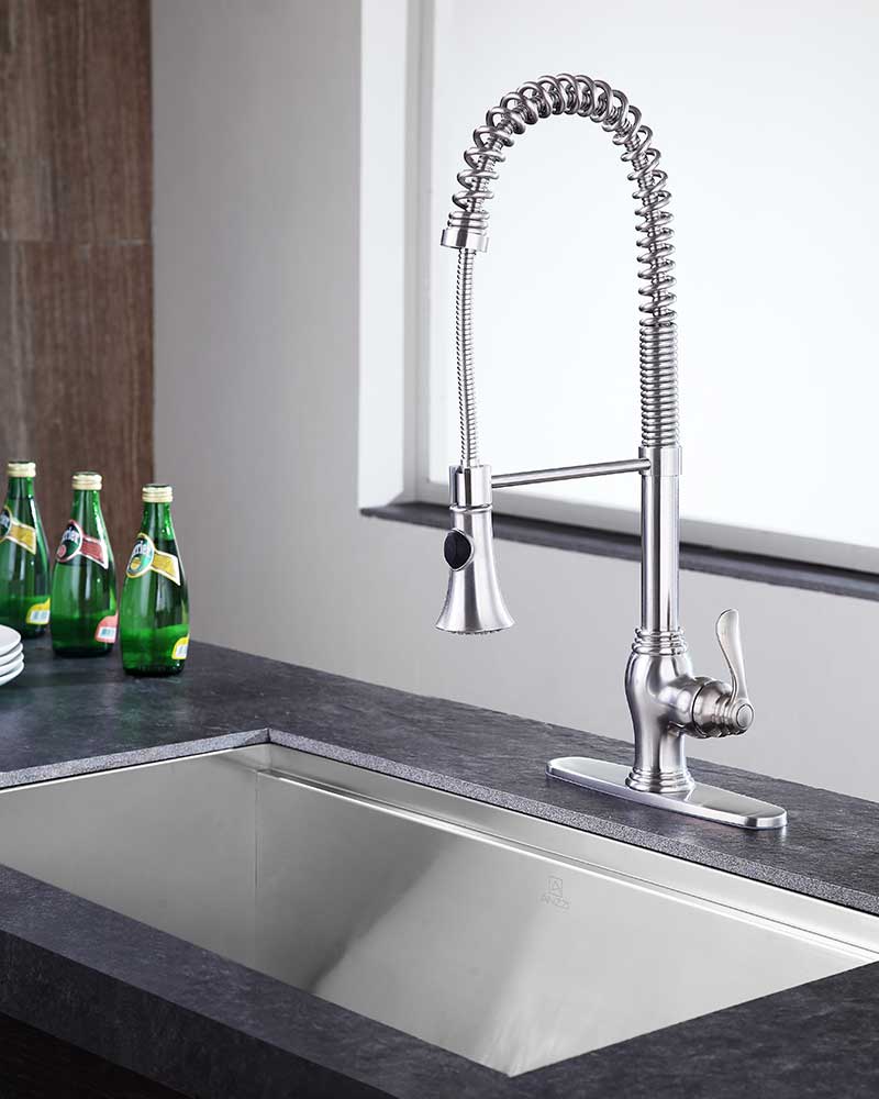 Anzzi Bastion Single Handle Standard Kitchen Faucet in Brushed Nickel KF-AZ209BN 3