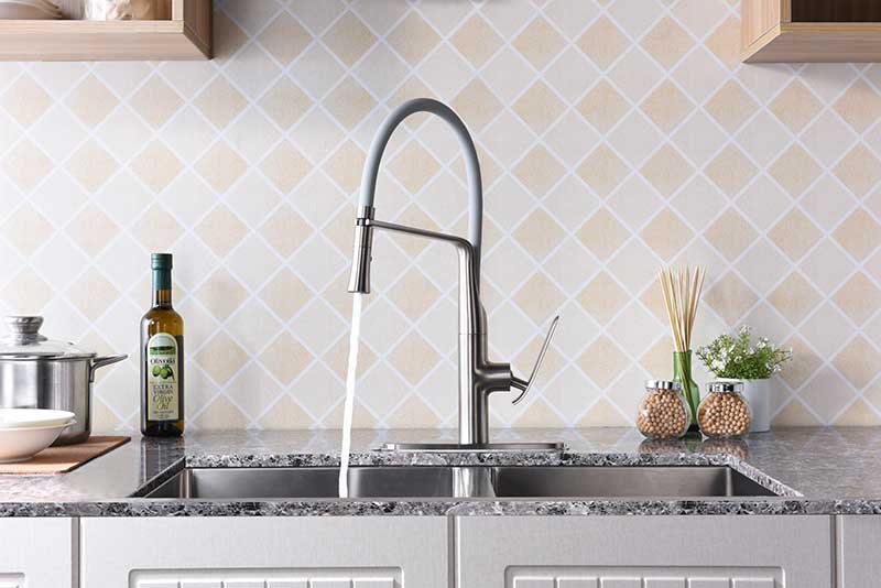 Anzzi Accent Single Handle Pull-Down Sprayer Kitchen Faucet in Brushed Nickel KF-AZ003BN 7