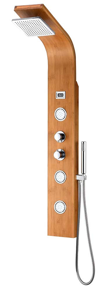 Anzzi Mansion 60 in. Full Body Shower Panel with Heavy Rain Shower and Spray Wand in Natural Bamboo