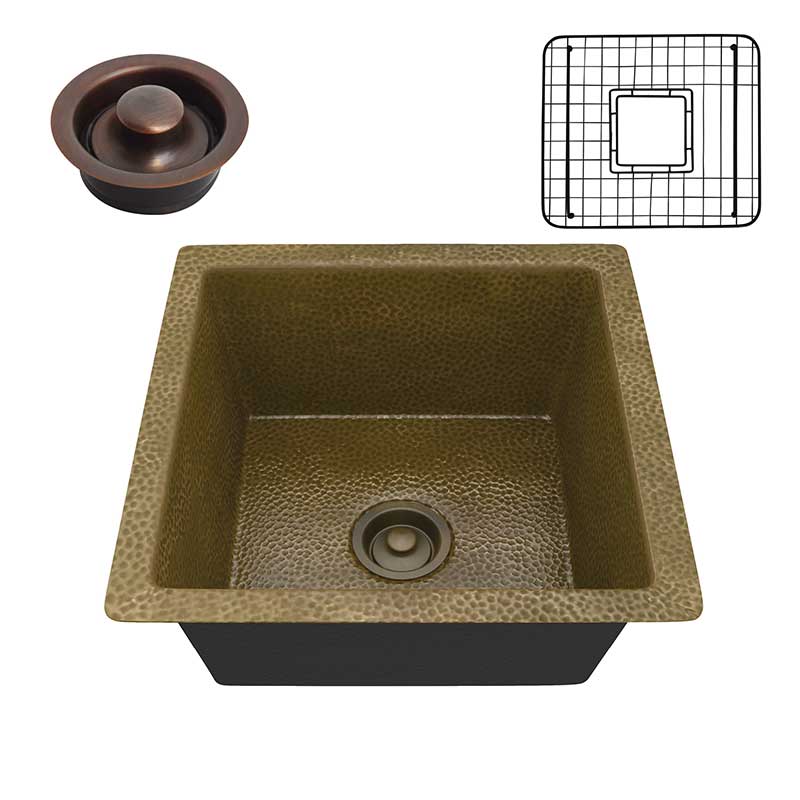 Anzzi Erzurum Drop-in Handmade Copper 16 in. 0-Hole Single Bowl Kitchen Sink in Hammered Antique Copper SK-004