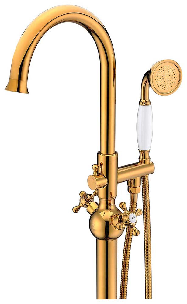 Anzzi Bridal 3-Handle Claw Foot Tub Faucet with Hand Shower in Gold FS-AZ0061RG 8