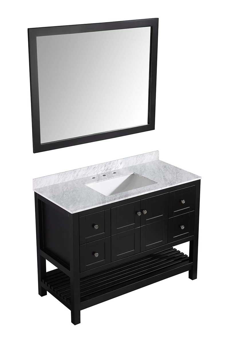 Anzzi Montaigne 48 in. W x 22 in. D Vanity in Espresso with Marble Vanity Top in Carrara White with White Basin and Mirror