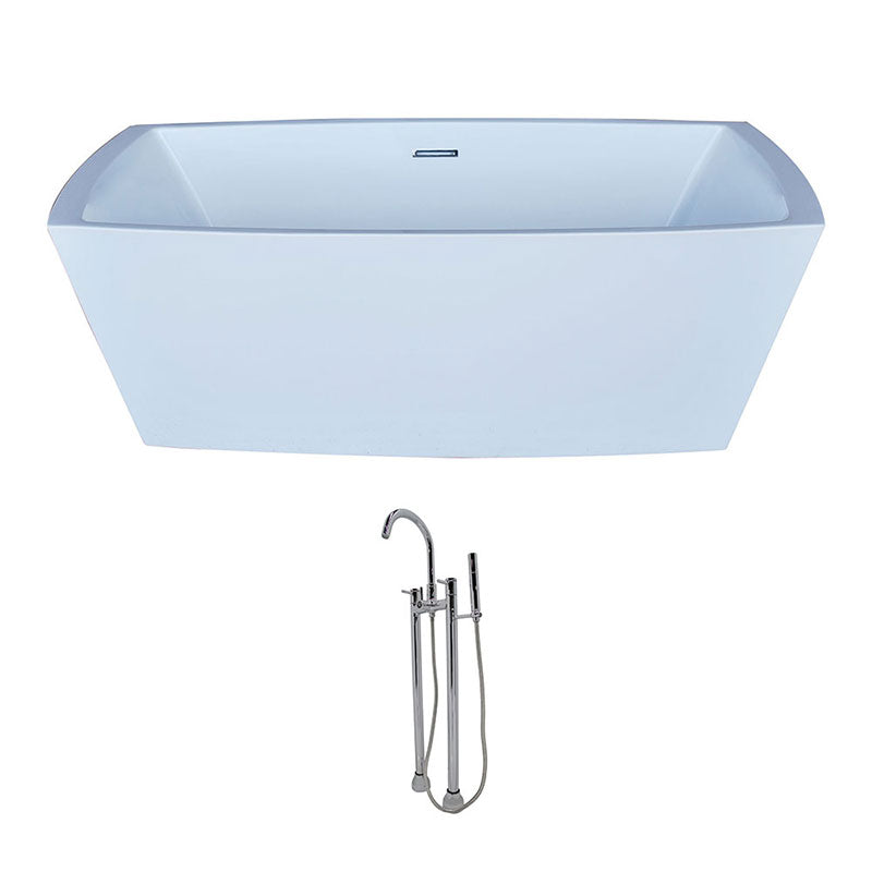 Anzzi Arthur 5.6 ft. Acrylic Freestanding Non-Whirlpool Bathtub in White and Sol Series Faucet in Chrome
