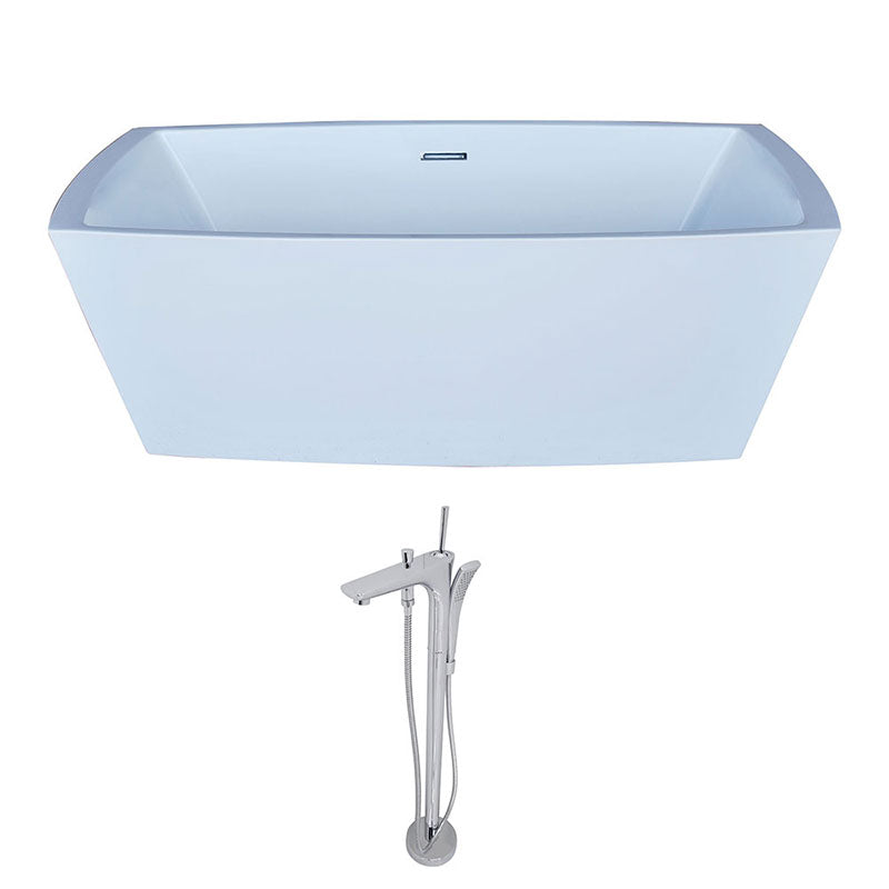Anzzi Arthur 5.6 ft. Acrylic Freestanding Non-Whirlpool Bathtub in White and Kase Series Faucet in Chrome