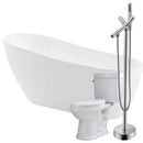 Anzzi Trend 67 in. Acrylic Flatbottom Non-Whirlpool Bathtub with Havasu Faucet and Talos 1.6 GPF Toilet FTAZ093-42B-65
