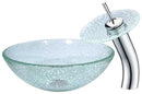 Anzzi Choir Series Deco-Glass Vessel Sink in Crystal Clear Mosaic with Matching Chrome Waterfall Faucet