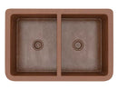 Anzzi Vilaasita Farmhouse Handmade Copper 33 in. 50/50 Double Bowl Kitchen Sink with Grape Vine Design in Hammered Antique Copper K-AZ248 6