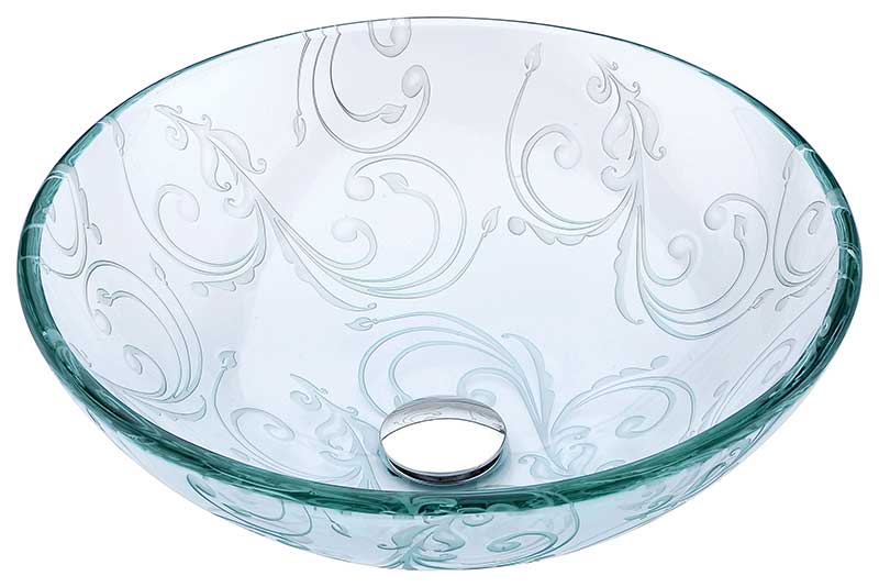Anzzi Kolokiki Series Vessel Sink with Pop-Up Drain in Crystal Clear Floral S214
