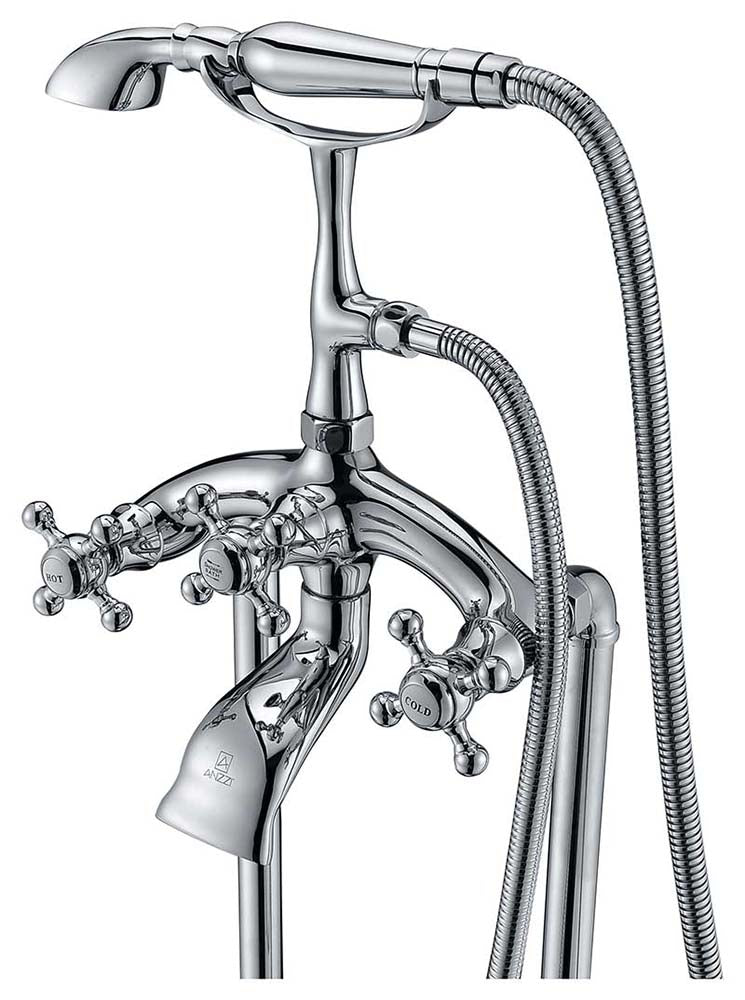 Anzzi Tugela 3-Handle Claw Foot Tub Faucet with Hand Shower in Polished Chrome FS-AZ0052CH 9