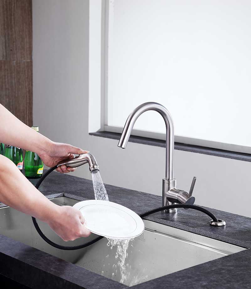 Anzzi Farnese Single-Handle Standard Kitchen Faucet in Brushed Nickel KF-AZ222BN 7