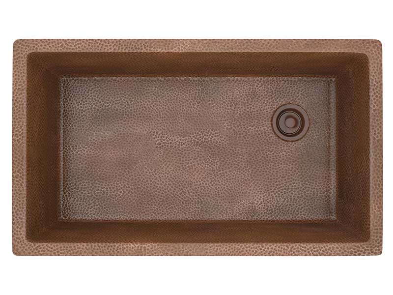 Anzzi Byzantine Drop-in Handmade Copper 31 in. 0-Hole Single Bowl Kitchen Sink in Hammered Antique Copper SK-027 5