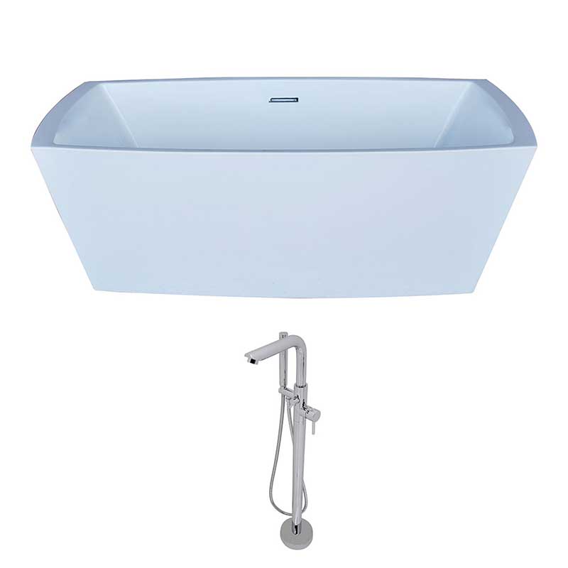 Anzzi Arthur 5.6 ft. Acrylic Freestanding Non-Whirlpool Bathtub in White and Sens Series Faucet in Chrome