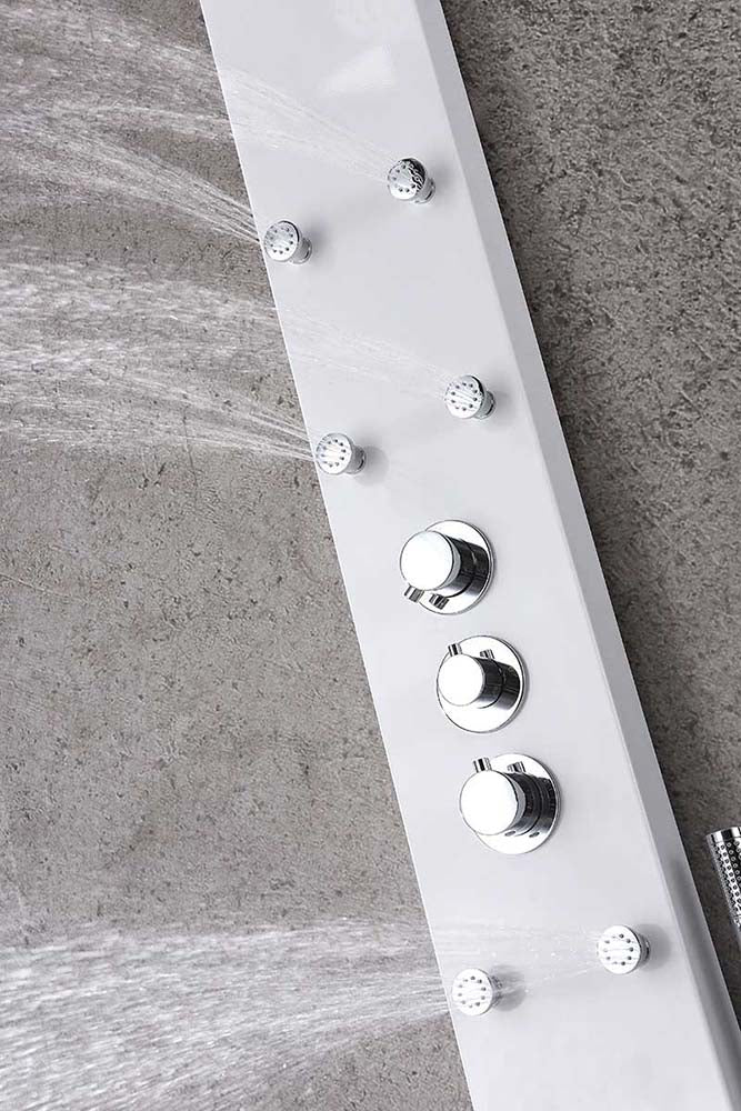 Anzzi Donna 60 in. 6-Jetted Full Body Shower Panel with Heavy Rain Shower and Spray Wand in White SP-AZ028 10