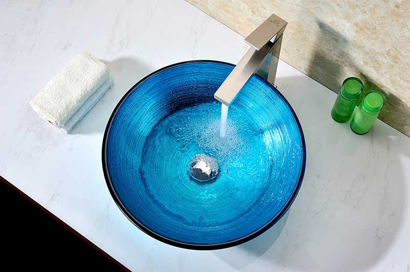 Anzzi Taba Series Deco-Glass Vessel Sink in Lustrous Blue LS-AZ8099 3