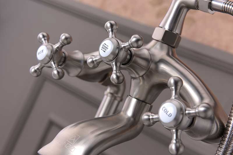 Anzzi Tugela 3-Handle Claw Foot Tub Faucet with Hand Shower in Brushed Nickel FS-AZ0052BN 6