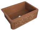 Anzzi Florina Farmhouse Handmade Copper 30 in. 0-Hole Single Bowl Kitchen Sink with Flower Design Panel in Polished Antique Copper SK-014 5