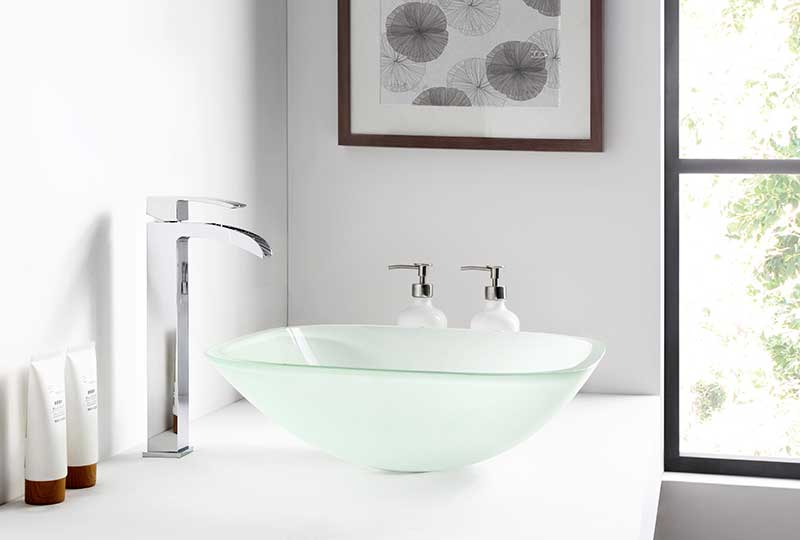 Anzzi Victor Series Deco-Glass Vessel Sink in Lustrous Frosted Finish LS-AZ8125 7