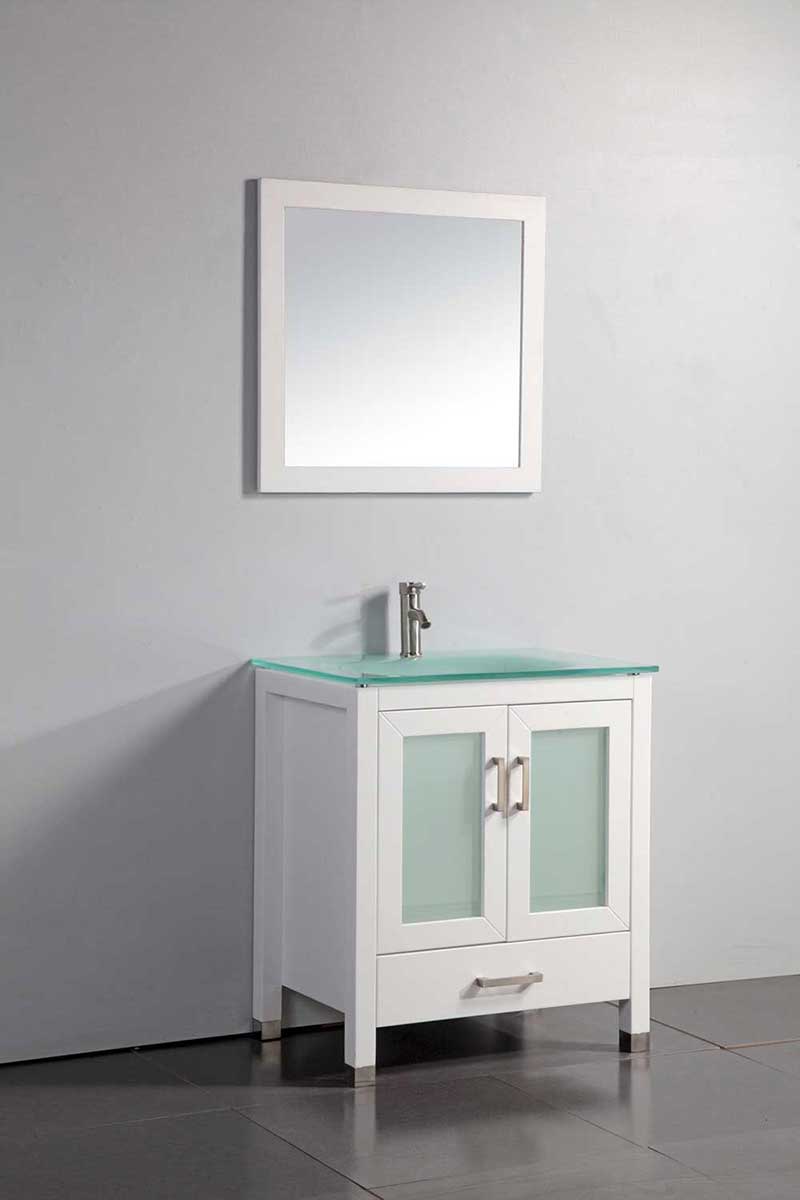 Legion Furniture 30" Solid Wood Sink Vanity With Mirror And Faucet White