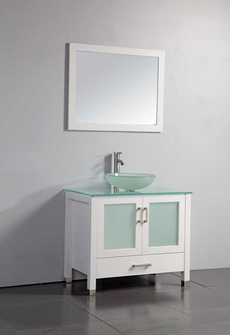 Legion Furniture 36" Solid Wood Sink Vanity With Mirror And Faucet White