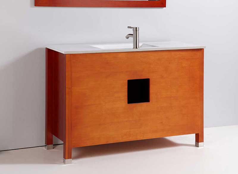 Legion Furniture 48" Solid Wood Sink Vanity With Mirror And Faucet Cherry 2