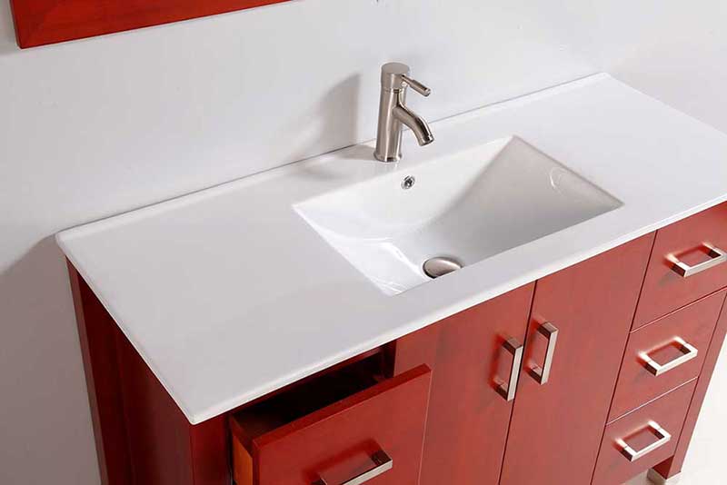 Legion Furniture 48" Solid Wood Sink Vanity With Mirror And Faucet Cherry 4