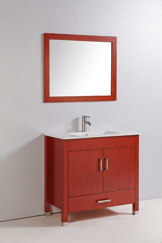 Legion Furniture 36" Solid Wood Sink Vanity With Mirror And Faucet Espresso
