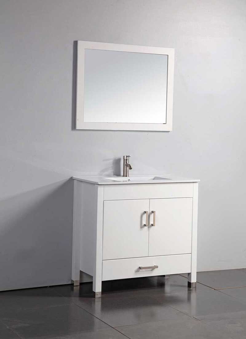 Legion Furniture 36" Solid Wood Sink Vanity With Mirror And Faucet White