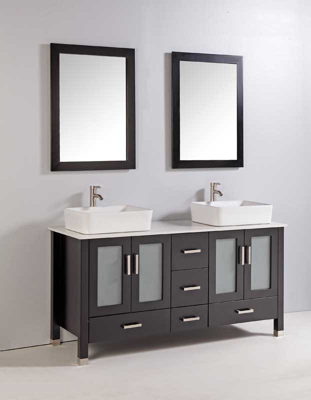 Legion Furniture 59" Solid Wood Sink Vanity With Mirror And Faucet Espresso