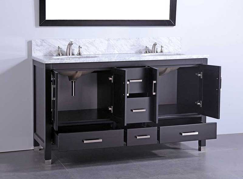 Legion Furniture 60" Solid Wood Sink Vanity With Mirror-No Faucet Espresso 2