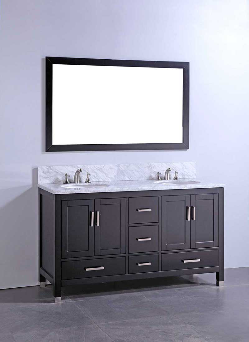 Legion Furniture 60" Solid Wood Sink Vanity With Mirror-No Faucet Espresso