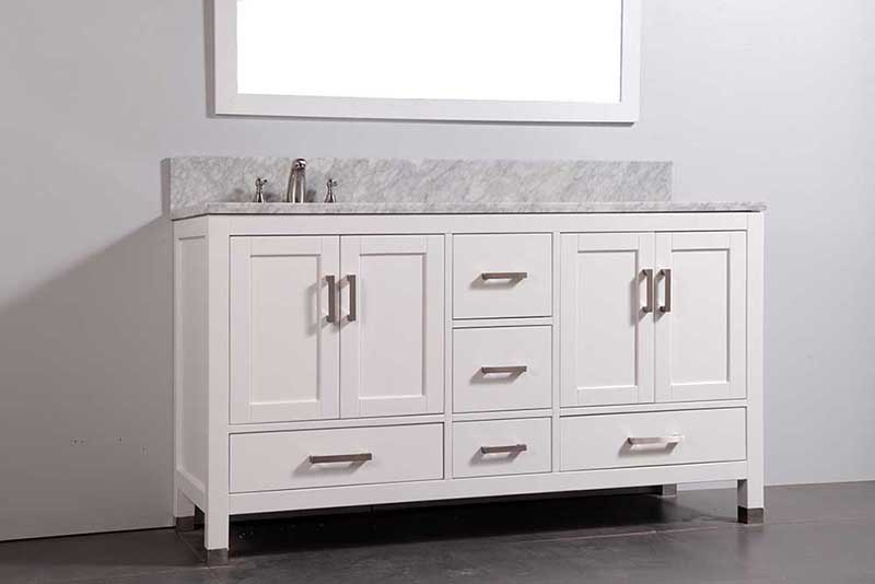 Legion Furniture 60" Solid Wood Sink Vanity With Mirror-No Faucet White 3