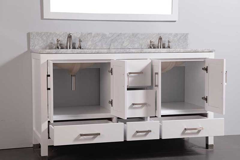 Legion Furniture 60" Solid Wood Sink Vanity With Mirror-No Faucet White 4