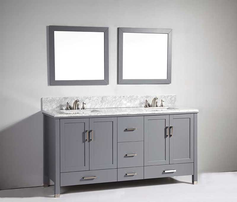 Legion Furniture 72" Solid Wood Sink Vanity with Mirror-No Faucet 
