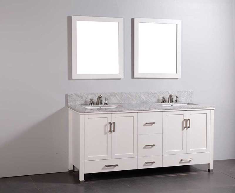 Legion Furniture 72" Solid Wood Sink Vanity With Mirror-No Faucet White