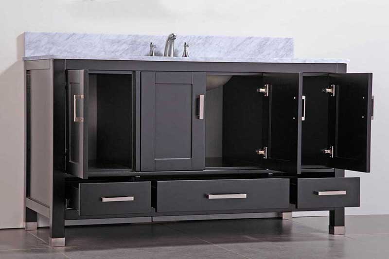 Legion Furniture 60" Solid Wood Sink Vanity With Mirror-No Faucet Espresso 2