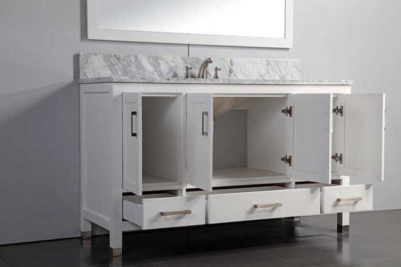 Legion Furniture 60" Solid Wood Sink Vanity With Mirror-No Faucet White 2