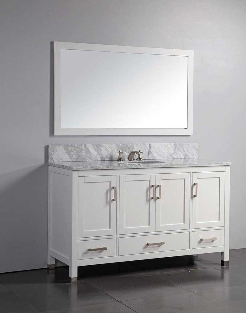 Legion Furniture 60" Solid Wood Sink Vanity With Mirror-No Faucet White