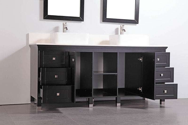 Legion Furniture 72" Solid Wood Sink Vanity With Mirror-No Faucet Espresso 2