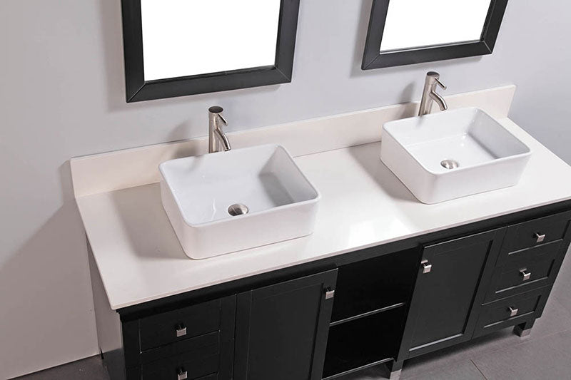 Legion Furniture 72" Solid Wood Sink Vanity With Mirror-No Faucet Espresso 3