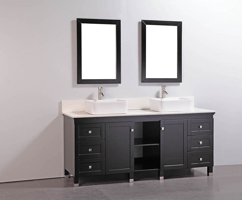 Legion Furniture 72" Solid Wood Sink Vanity With Mirror-No Faucet Espresso