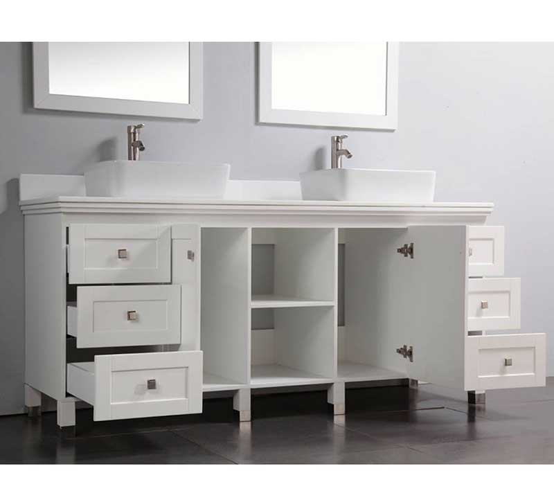 Legion Furniture 72" Solid Wood Sink Vanity With Mirror-No Faucet White 2