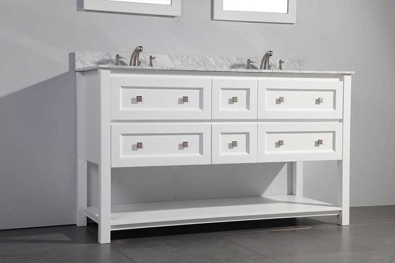 Legion Furniture 60" Solid Wood Sink Vanity With Mirror-No Faucet White 3