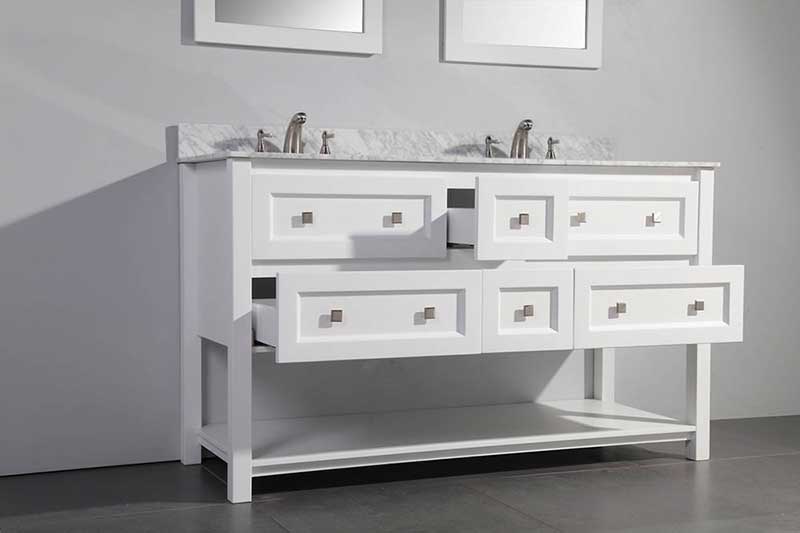 Legion Furniture 60" Solid Wood Sink Vanity With Mirror-No Faucet White 2